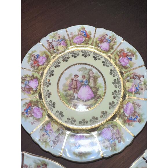 MIDCENTURY FRAGONARD LOVE STORY ALT WIEN STAMPED 5 PIECE PLATE SET 1945-1952 - Picture 4 of 13